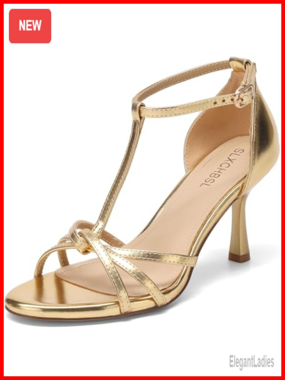 Women's Kitten Heel Sandals T-Strap Open Toe 3 Inch Heels